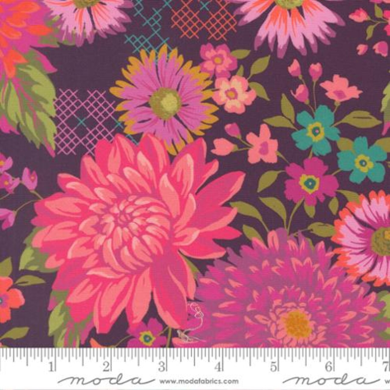 Fabric Moda Plum Happy Blooms Parlor by the Quarter Yard 11960-26